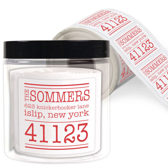 Big Zip Family Square Address Labels in a Jar